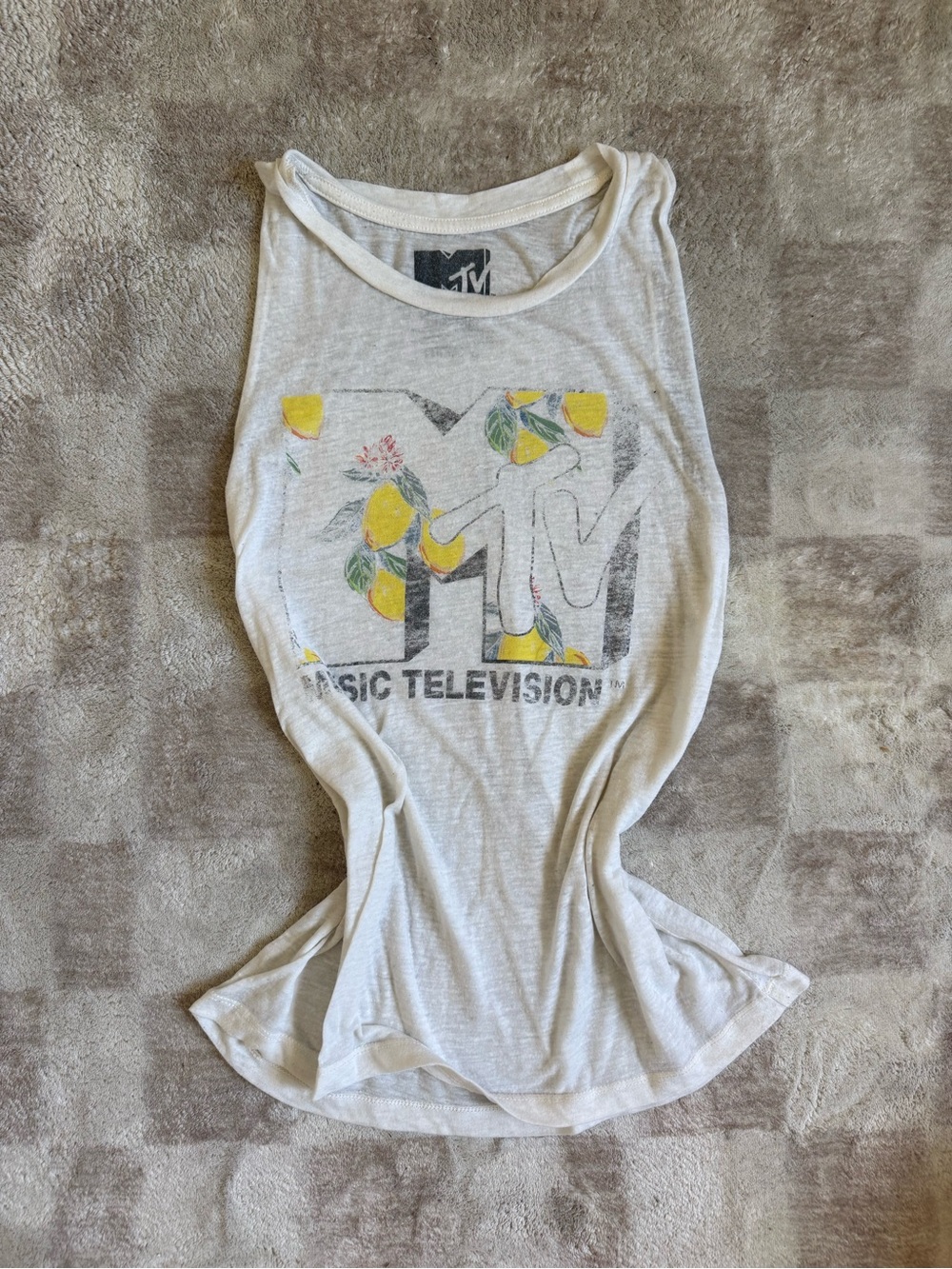 MTV White Tank Top with Lemon Graphic